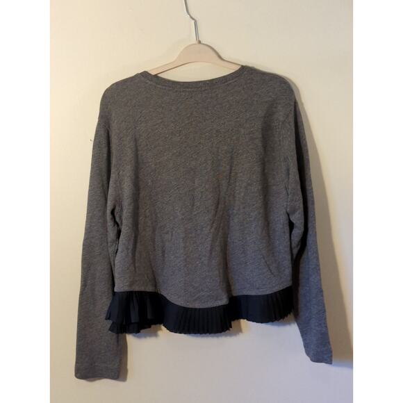 J.Crew Gray Blue Pleated Fringe Long Sleeve Crewneck Sweatshirt Sz XL solid - Picture 5 of 6